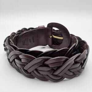 COACH Belt Braided Woven Dark Brown Leather Size Medium Women’s 8520 Vintage